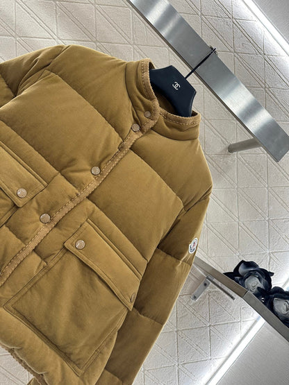 25fw Rectangular embossed stand up collar down jacket