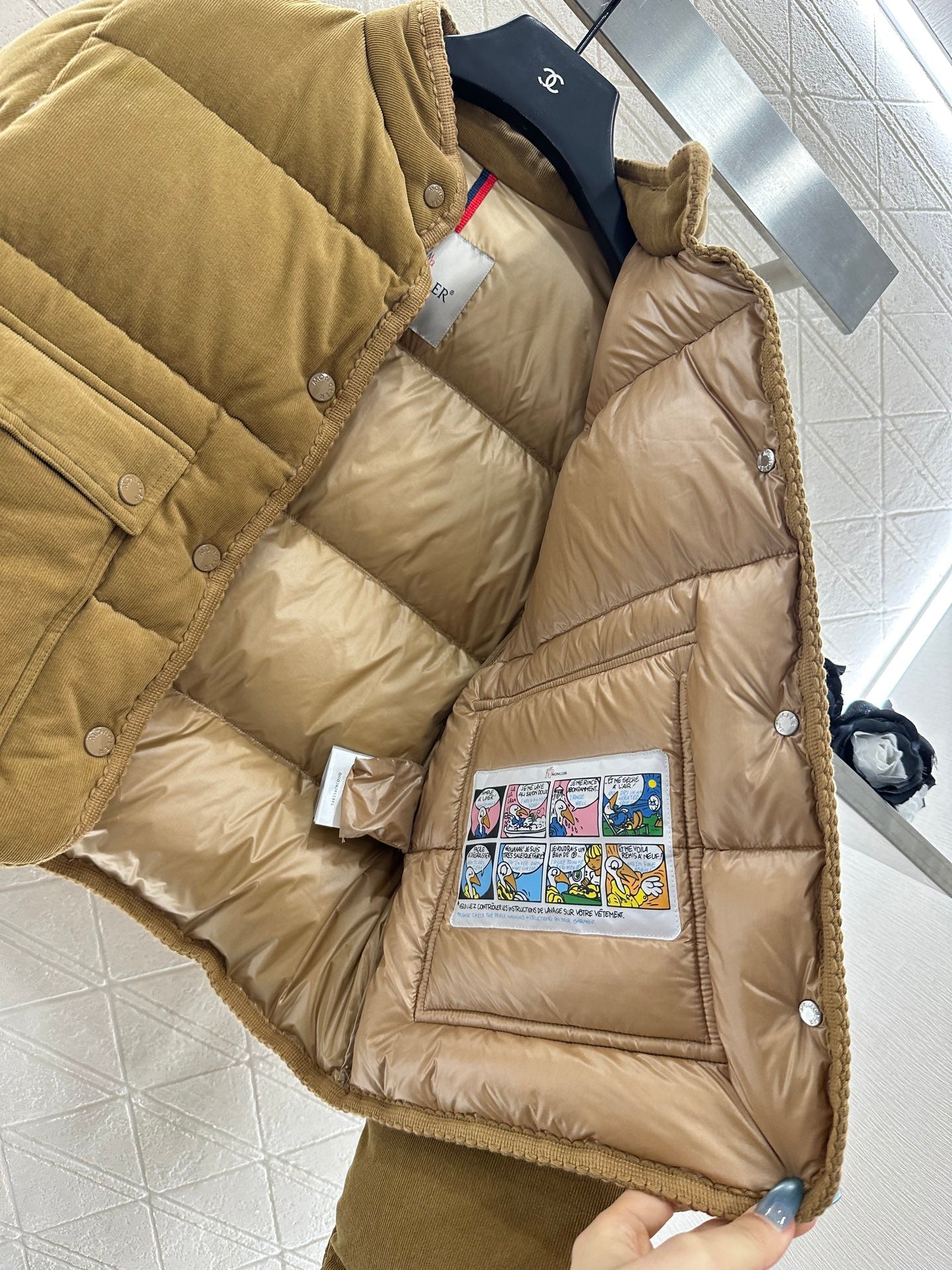 25fw Rectangular embossed stand up collar down jacket