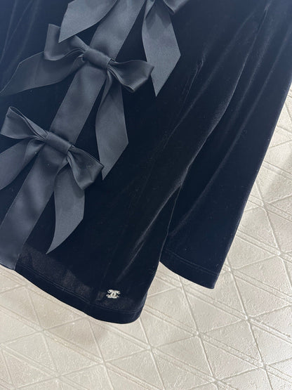 25fw Peach heart collar bow mid sleeve top