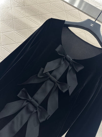 25fw Peach heart collar bow mid sleeve top