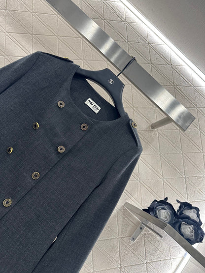 25fw Round neck double breasted suit and pants set