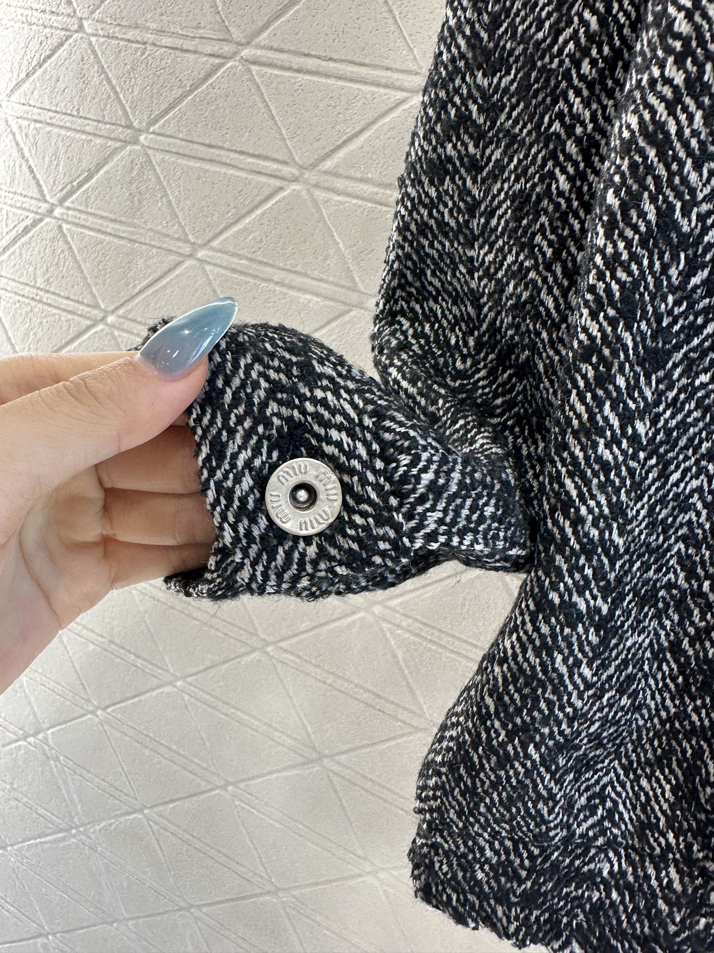 25fw Collar jacket with patchwork leather