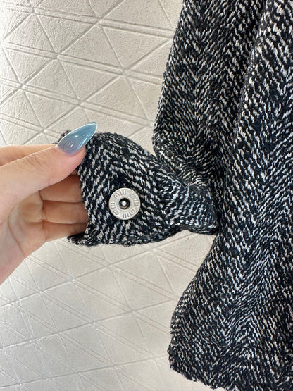 25fw Collar jacket with patchwork leather