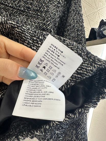 25fw Collar jacket with patchwork leather