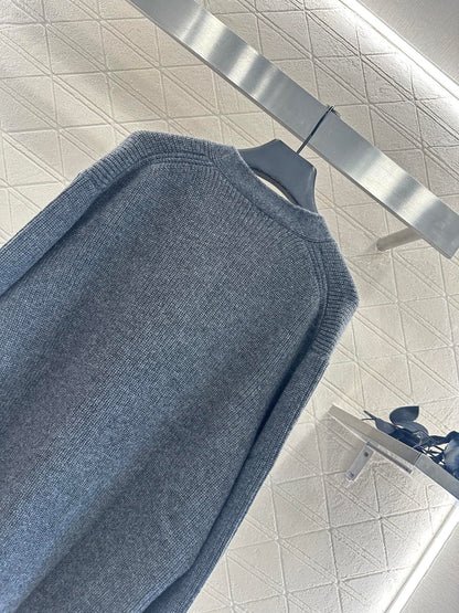 25fw Embroidered pocket knit cardigan with silhouette letters