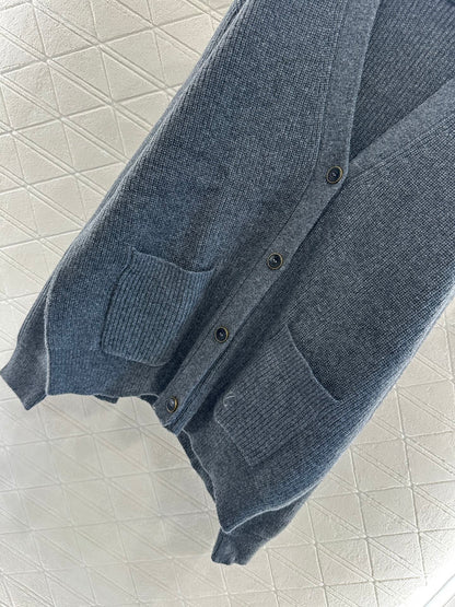 25fw Embroidered pocket knit cardigan with silhouette letters