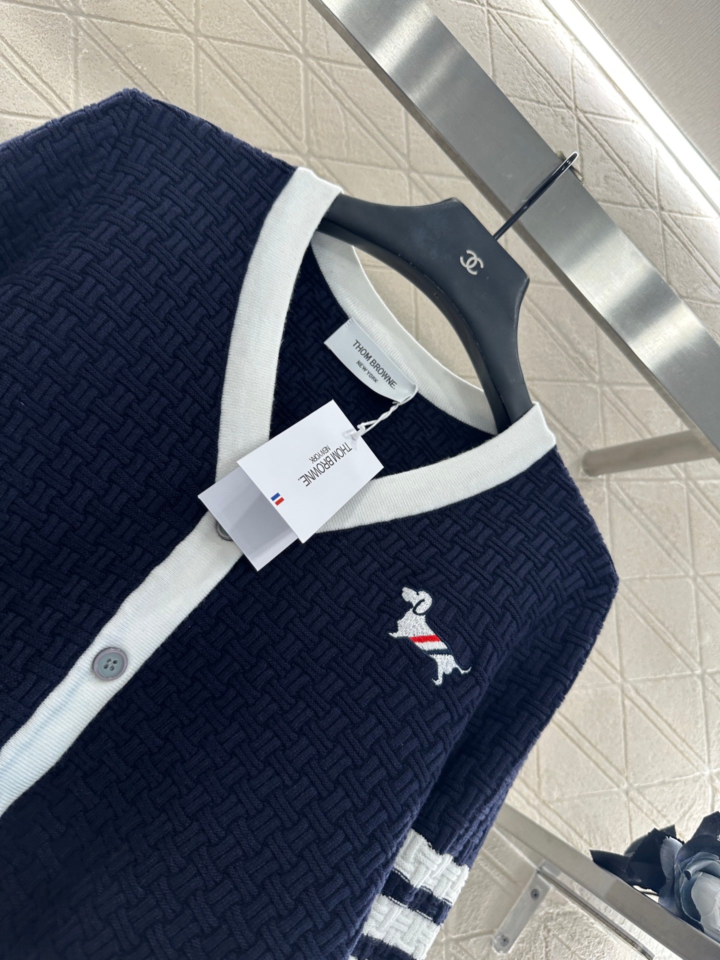 25fw Knitted color blocking knitted cardigan