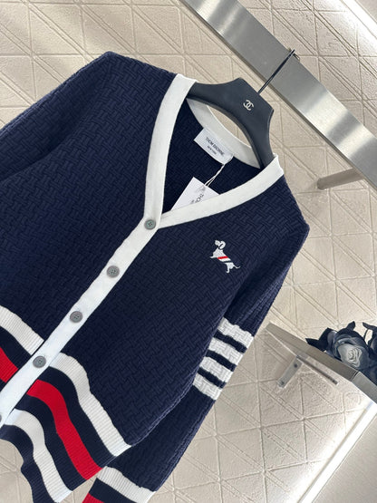 25fw Knitted color blocking knitted cardigan