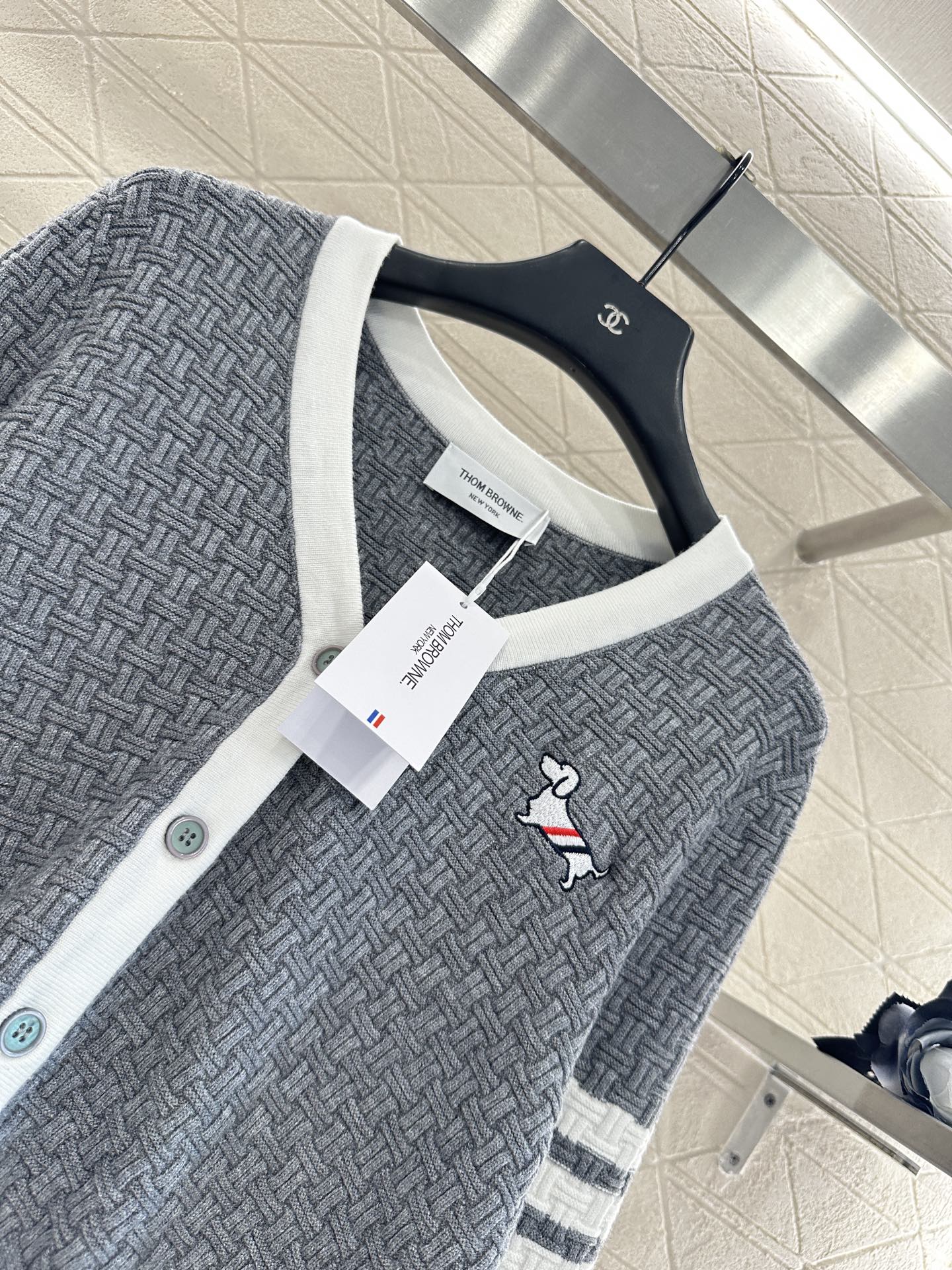 25fw Knitted color blocking knitted cardigan