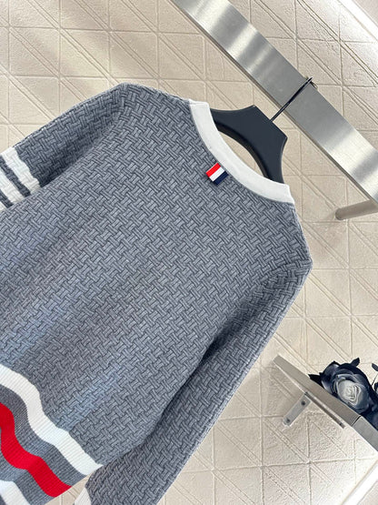 25fw Knitted color blocking knitted cardigan