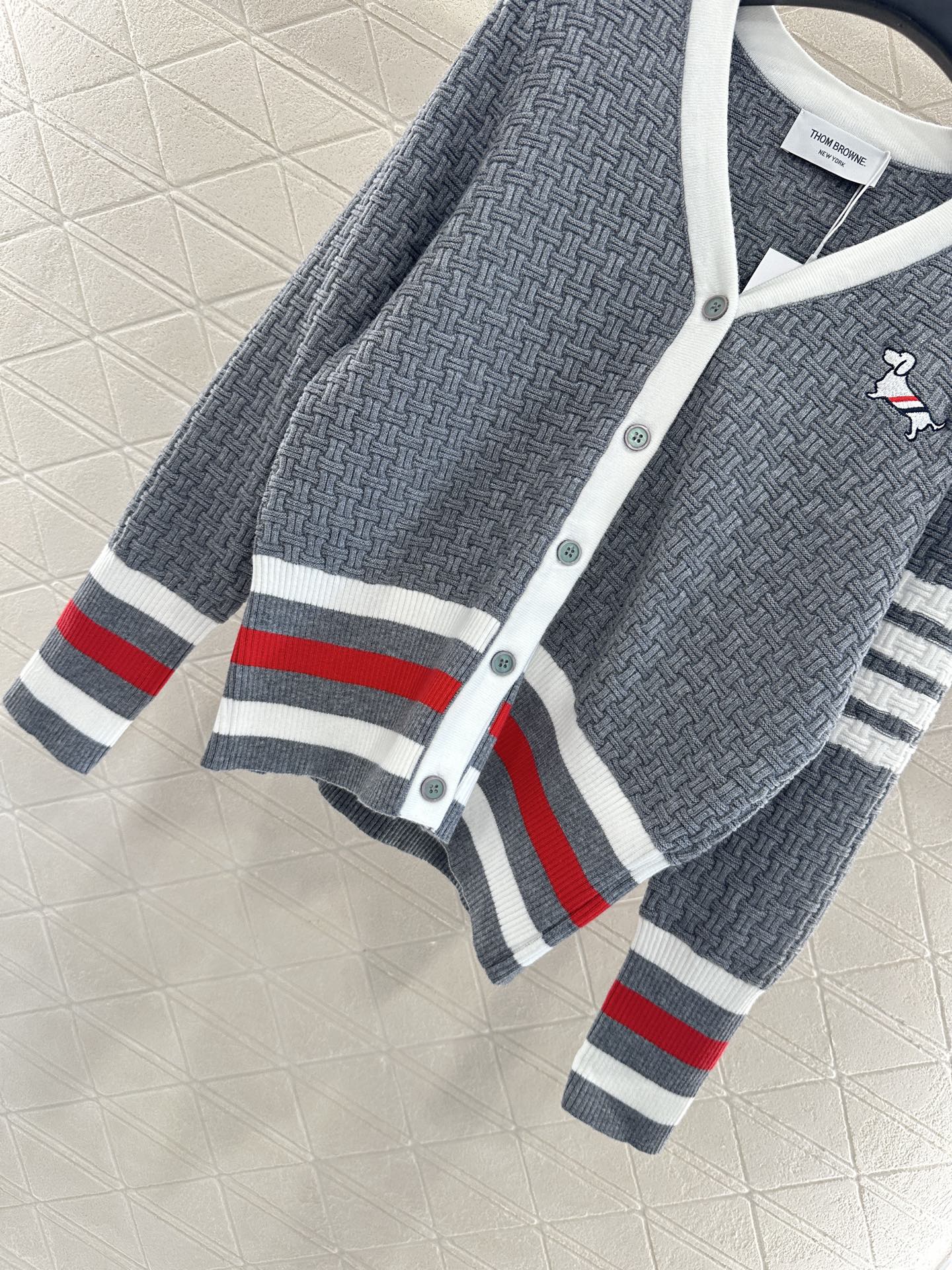 25fw Knitted color blocking knitted cardigan