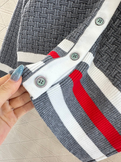 25fw Knitted color blocking knitted cardigan