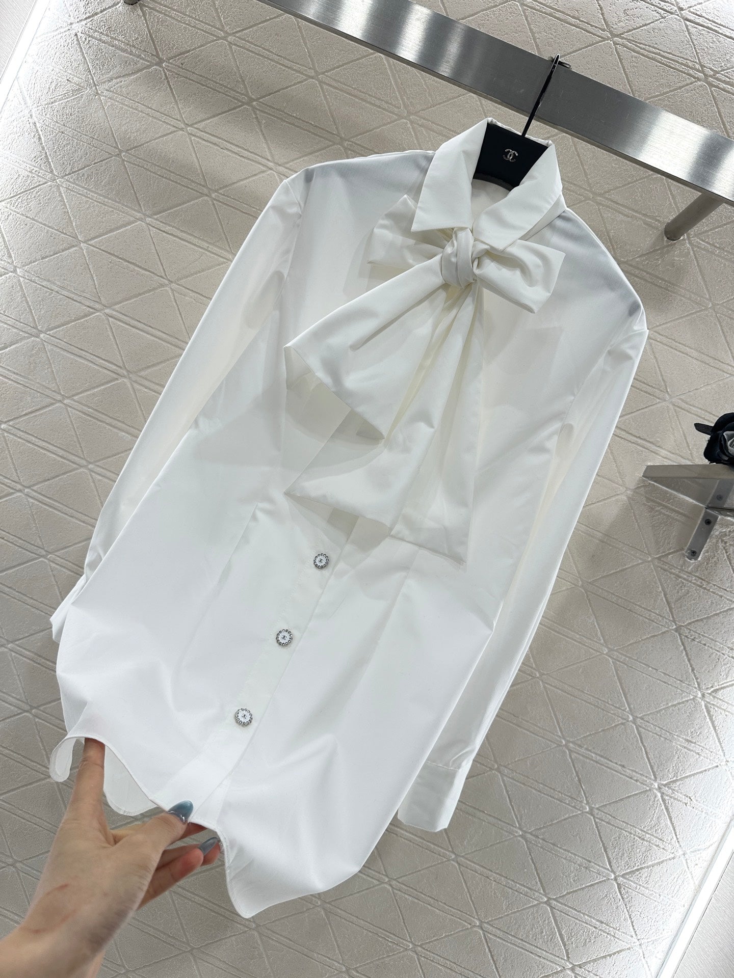 25fw Bow length shirt