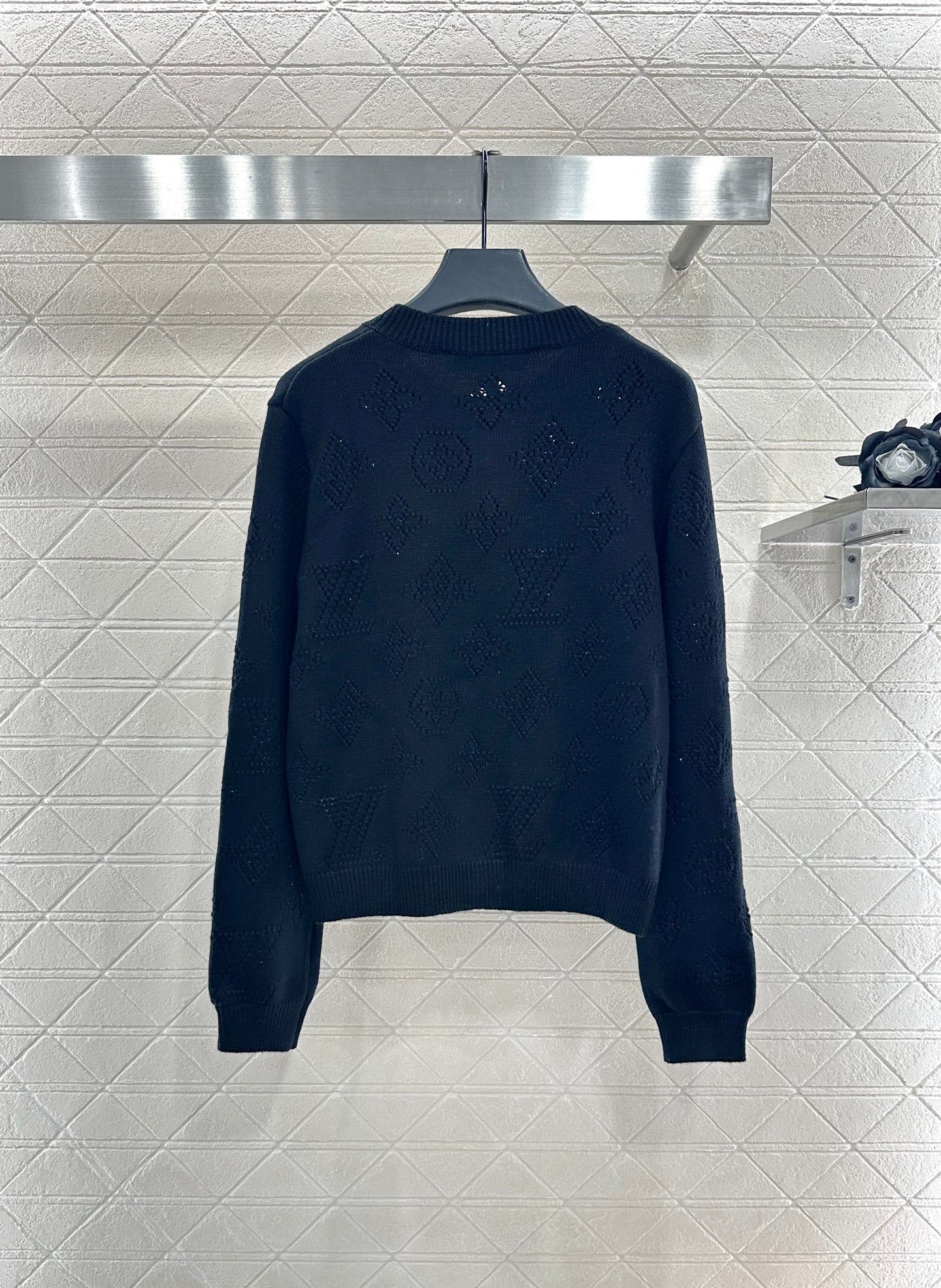 25fw Hollow knit round neck cardigan