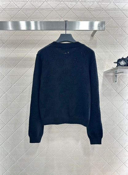 25fw Hollow knit round neck cardigan