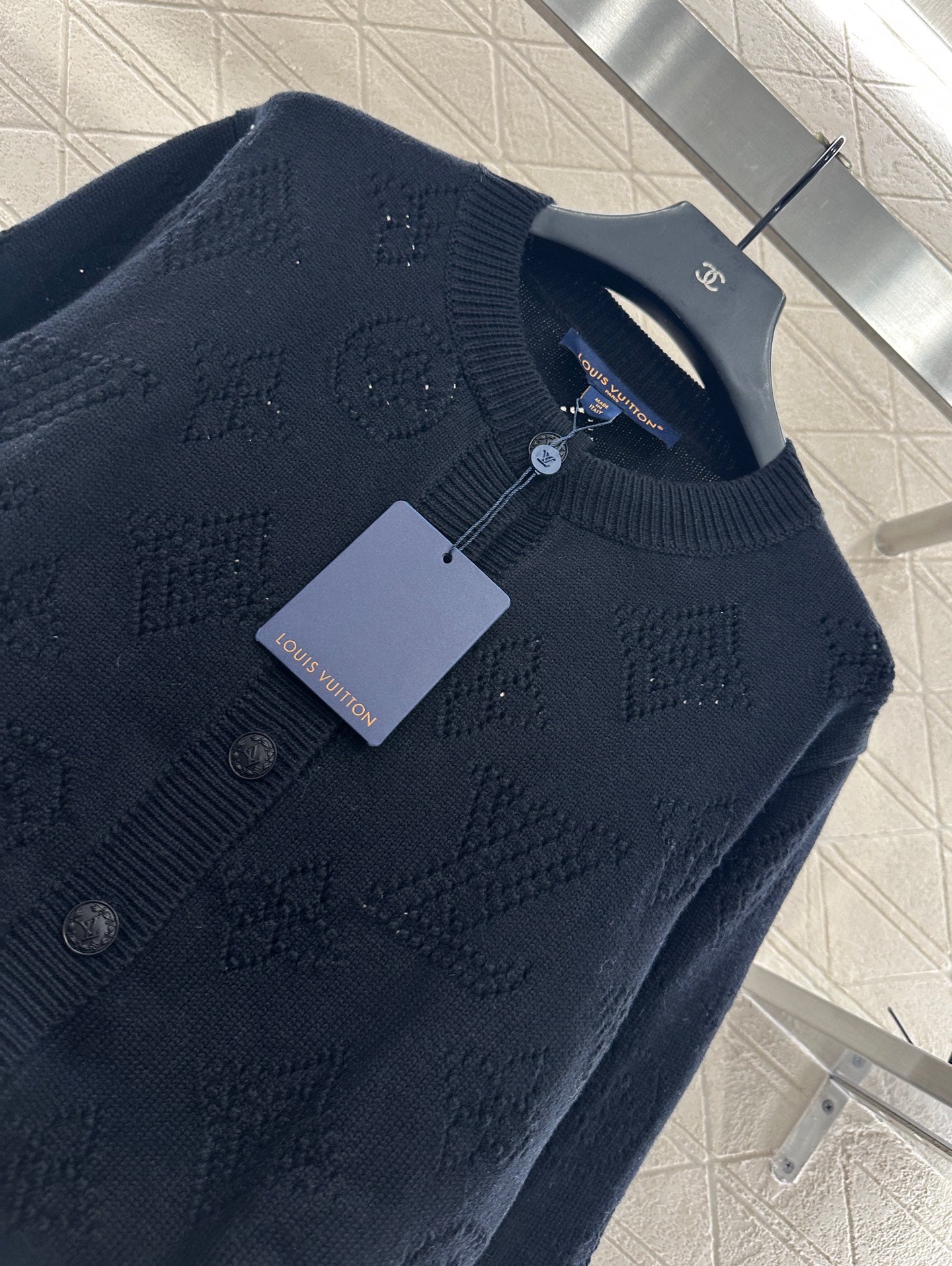 25fw Hollow knit round neck cardigan