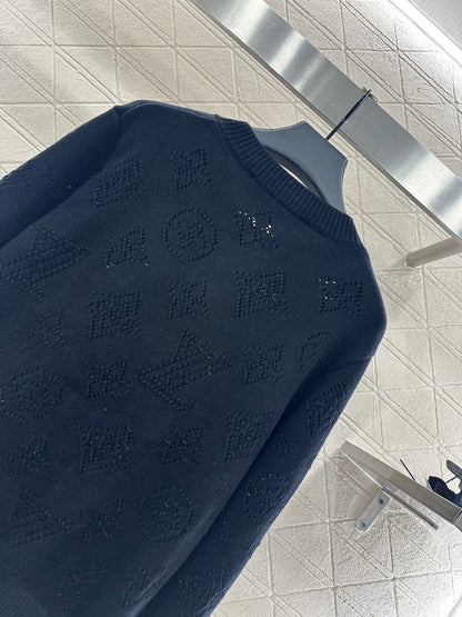 25fw Hollow knit round neck cardigan