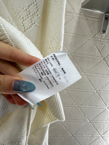 25fw Hollow knit round neck cardigan