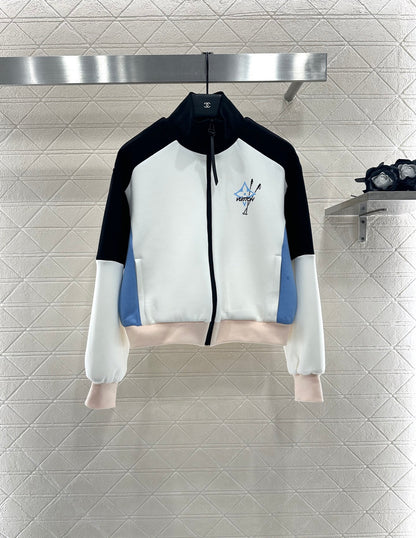 25fw Shoulder cut color zipper jacket and pants set