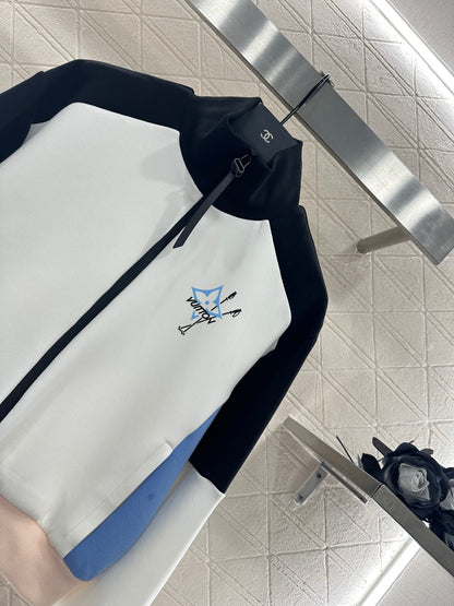 25fw Shoulder cut color zipper jacket and pants set