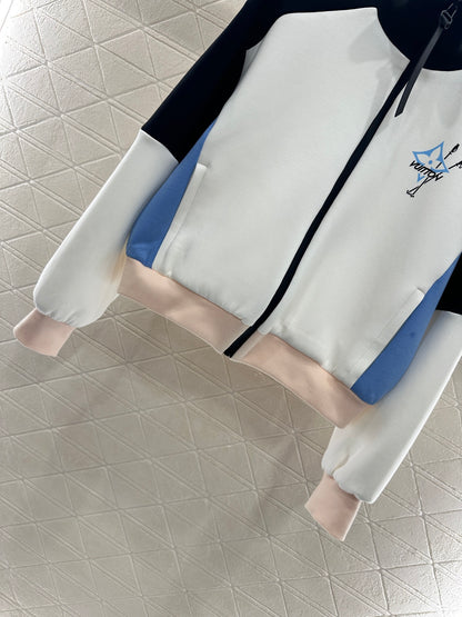 25fw Shoulder cut color zipper jacket and pants set