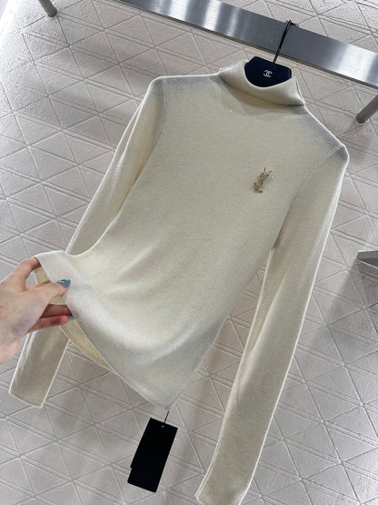 25fw High neck brooch base shirt