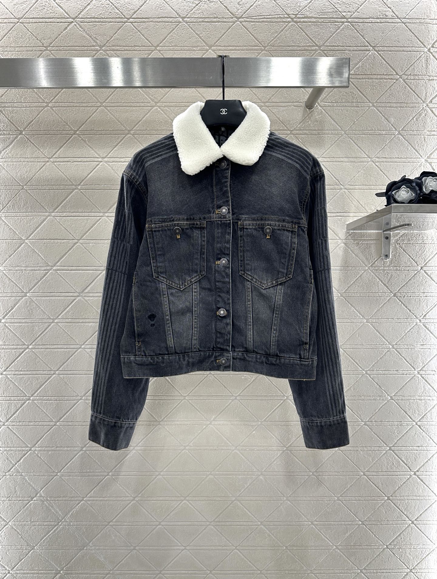 25fw Plush collar denim jacket