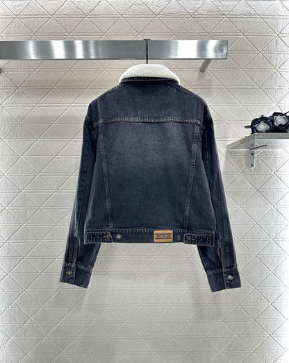 25fw Plush collar denim jacket