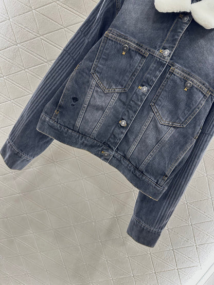 25fw Plush collar denim jacket