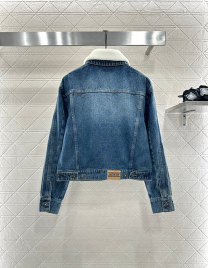 25fw Plush collar denim jacket