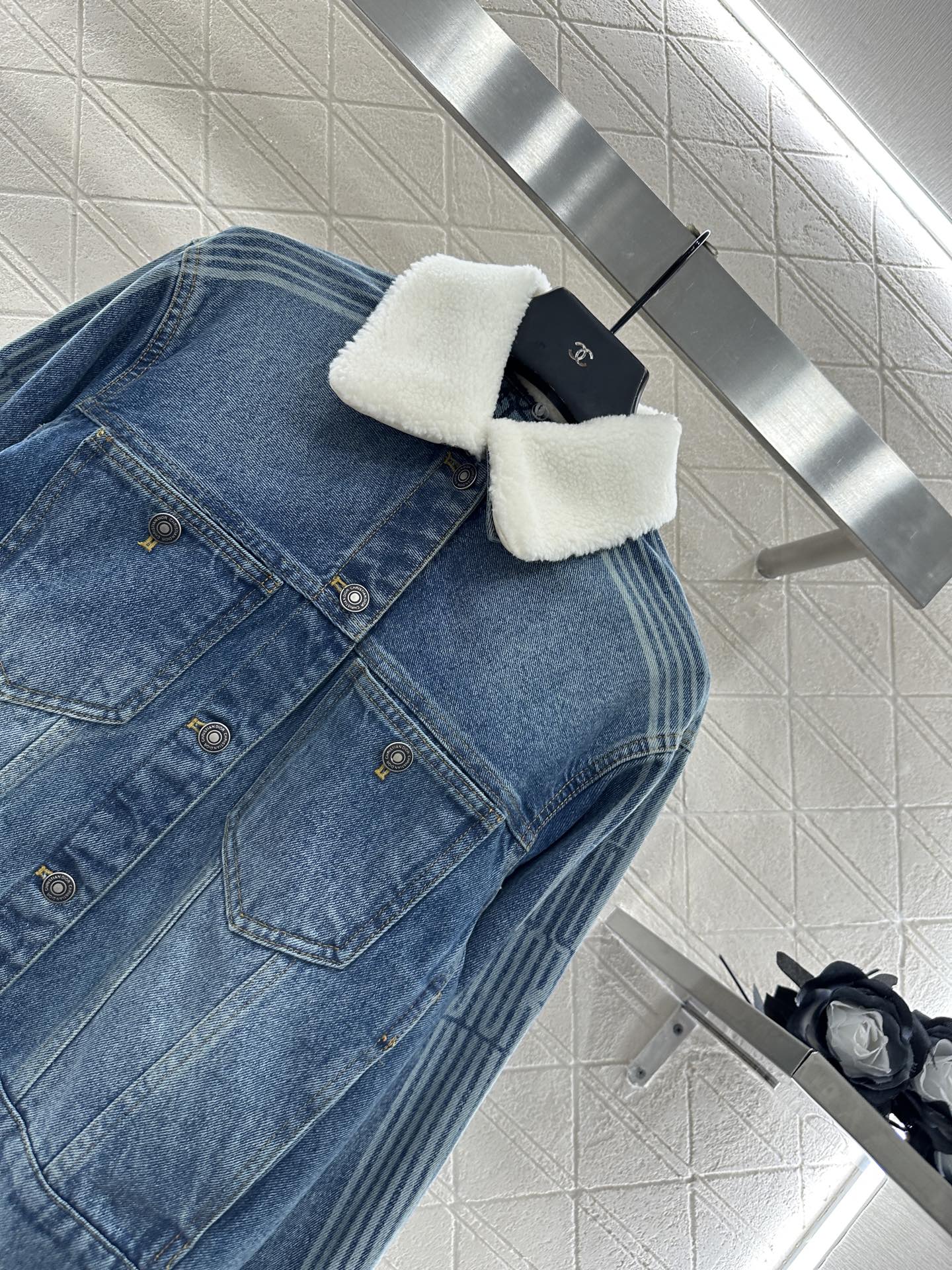 25fw Plush collar denim jacket