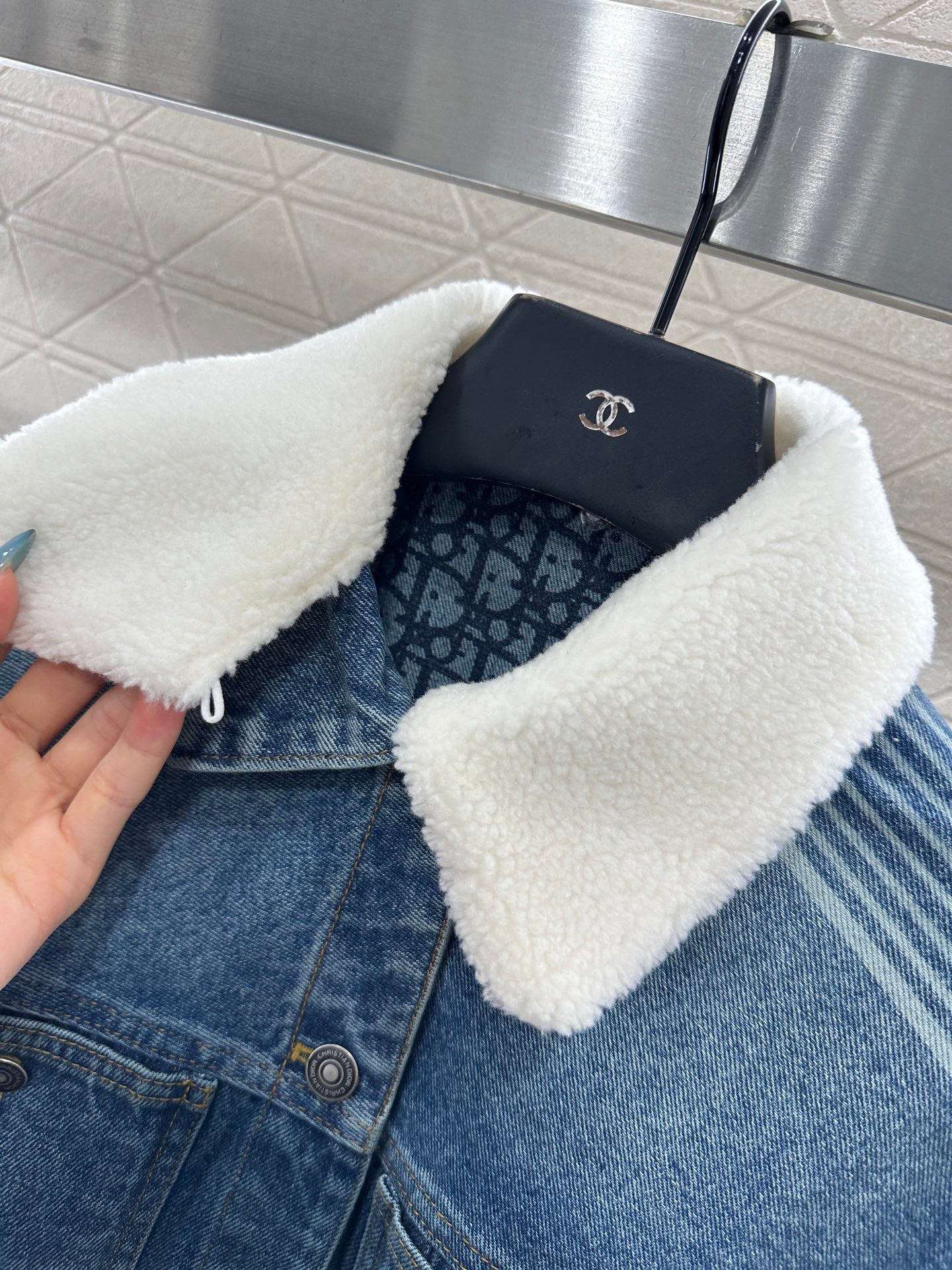 25fw Plush collar denim jacket