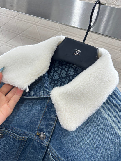 25fw Plush collar denim jacket