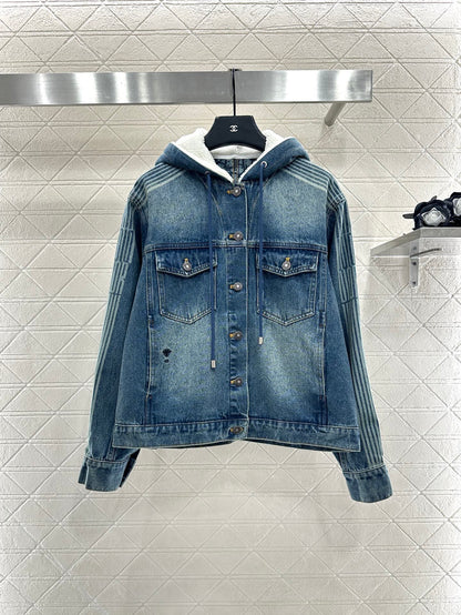 25fw Hooded plush denim jacket
