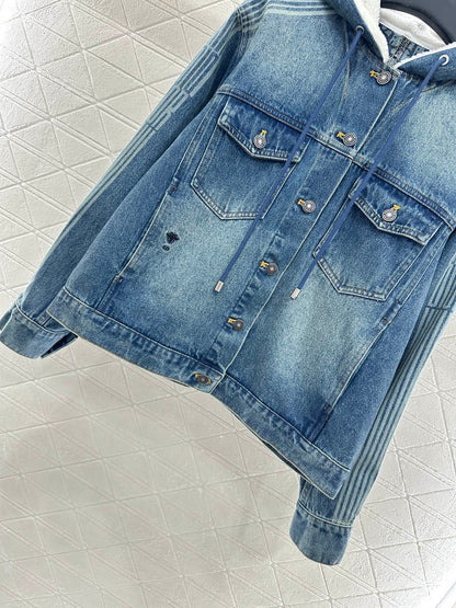 25fw Hooded plush denim jacket
