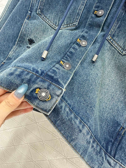 25fw Hooded plush denim jacket