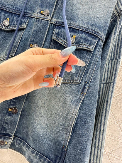 25fw Hooded plush denim jacket