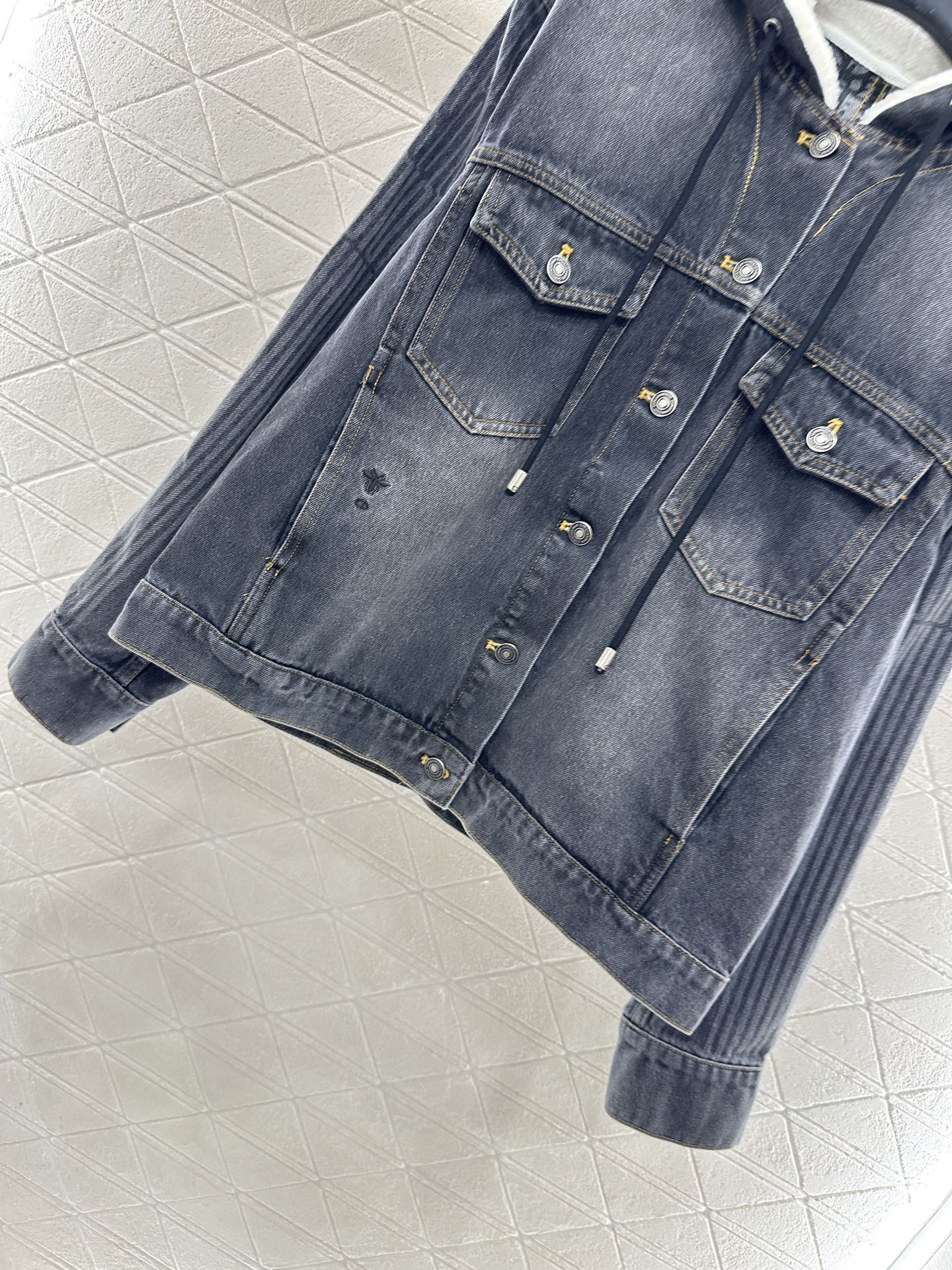 25fw Hooded plush denim jacket