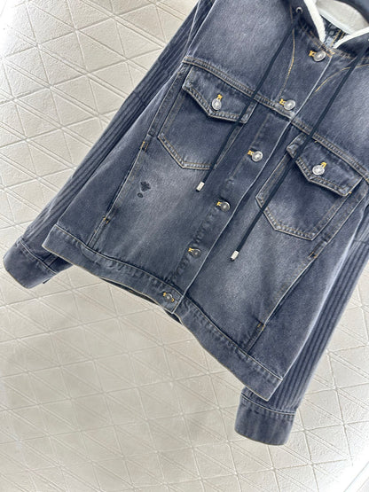25fw Hooded plush denim jacket