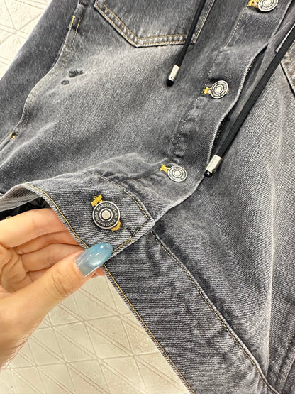 25fw Hooded plush denim jacket
