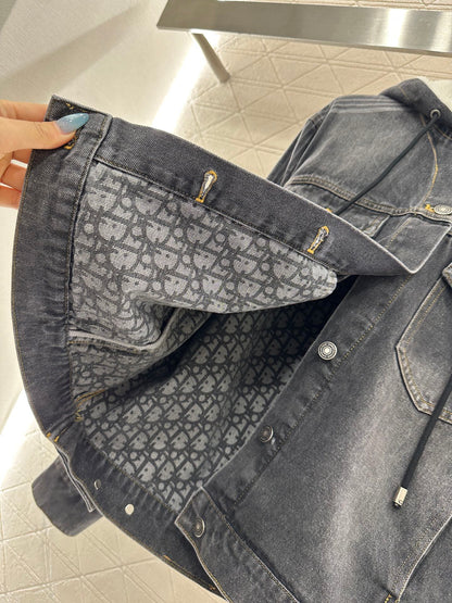 25fw Hooded plush denim jacket