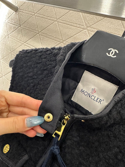 25fw Woolen patchwork zipper down vest