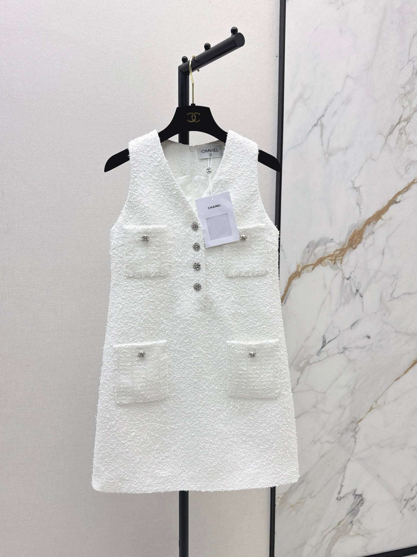 25fw Knitted woolen floral sleeveless dress