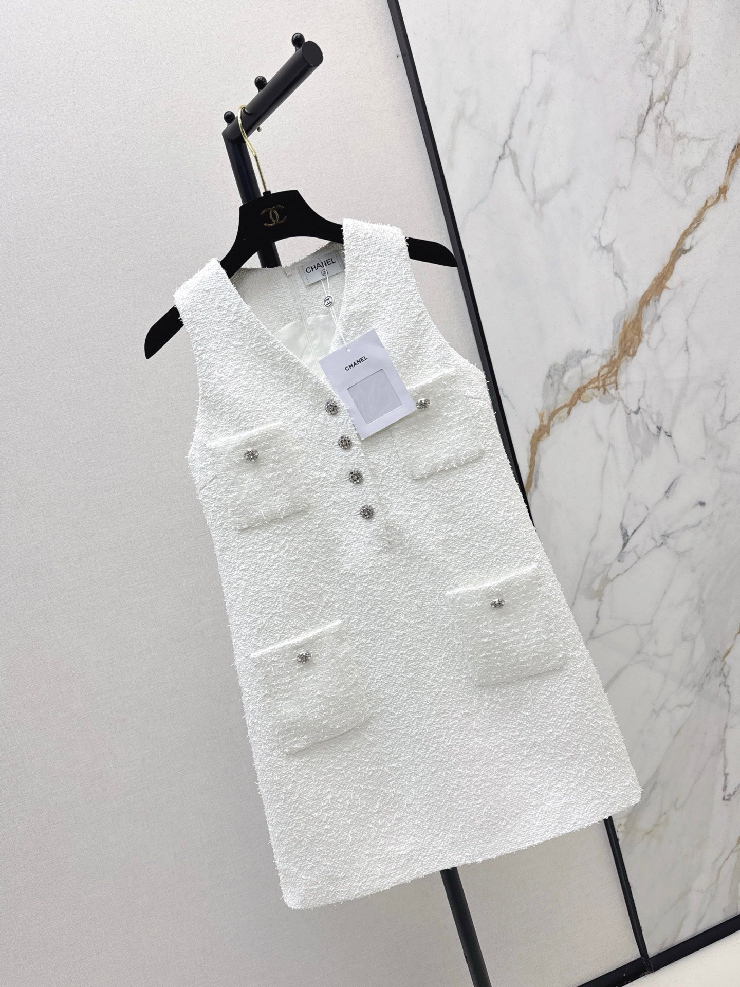 25fw Knitted woolen floral sleeveless dress