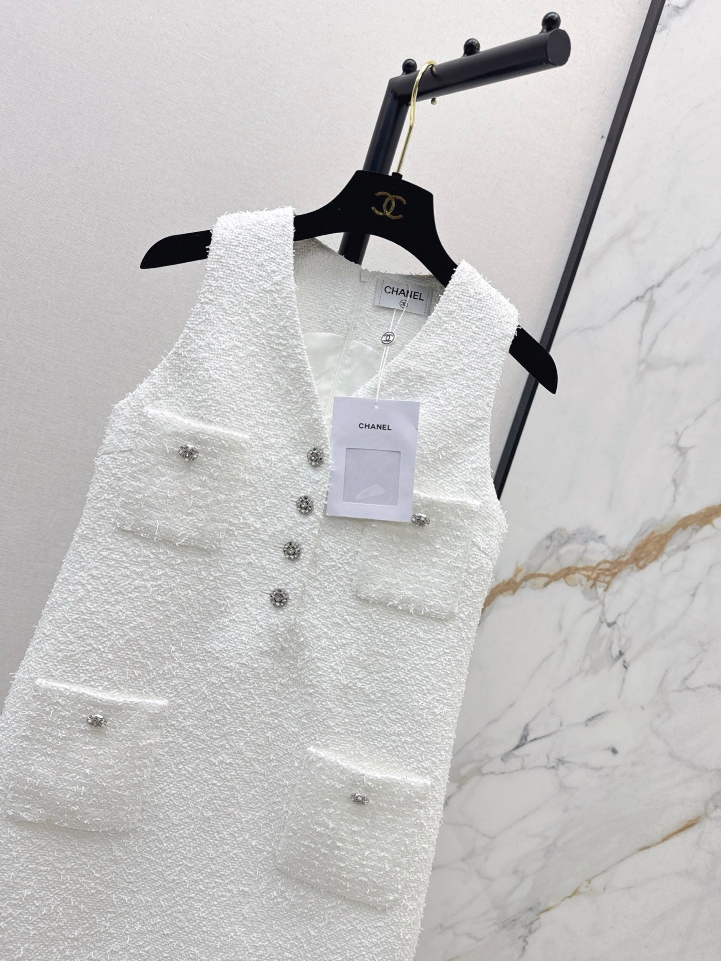 25fw Knitted woolen floral sleeveless dress