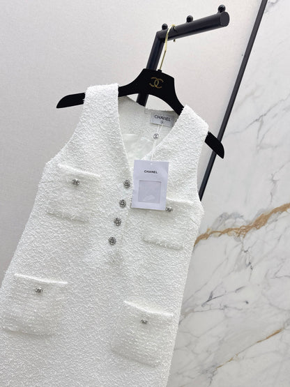 25fw Knitted woolen floral sleeveless dress