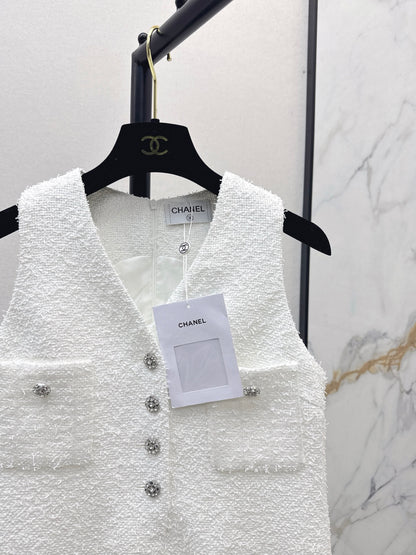 25fw Knitted woolen floral sleeveless dress