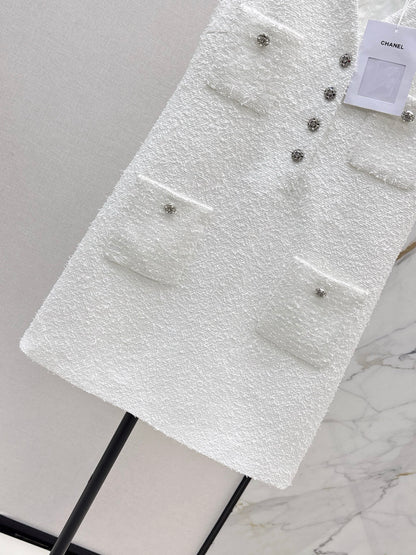 25fw Knitted woolen floral sleeveless dress