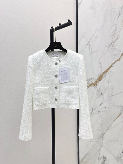 25fw Woven woolen tweed long sleeved jacket