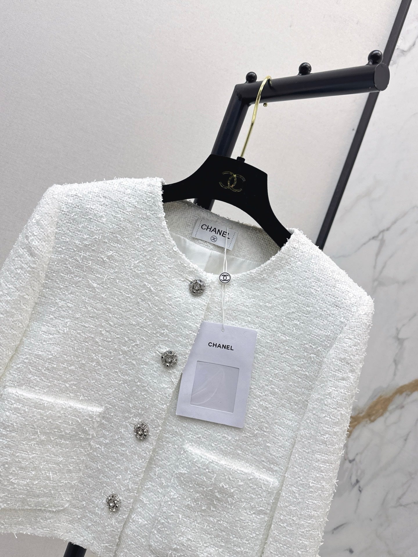 25fw Woven woolen tweed long sleeved jacket